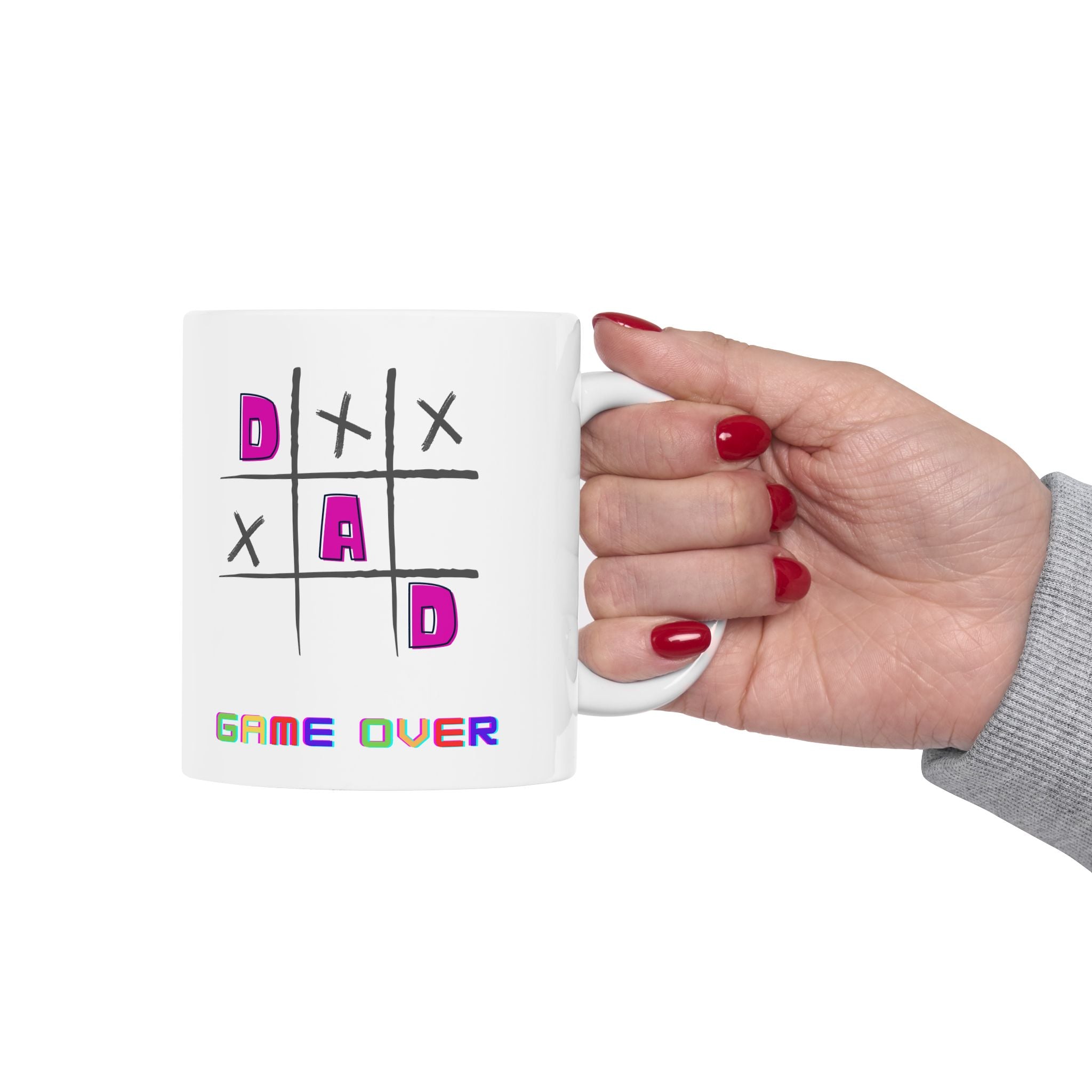 Dad Game Over - White Mug - Father's Day Gift, Custom Coffee Cup for Father's Day, Personalized Mug and Coffee Cup, Customized Mug for Men & Women