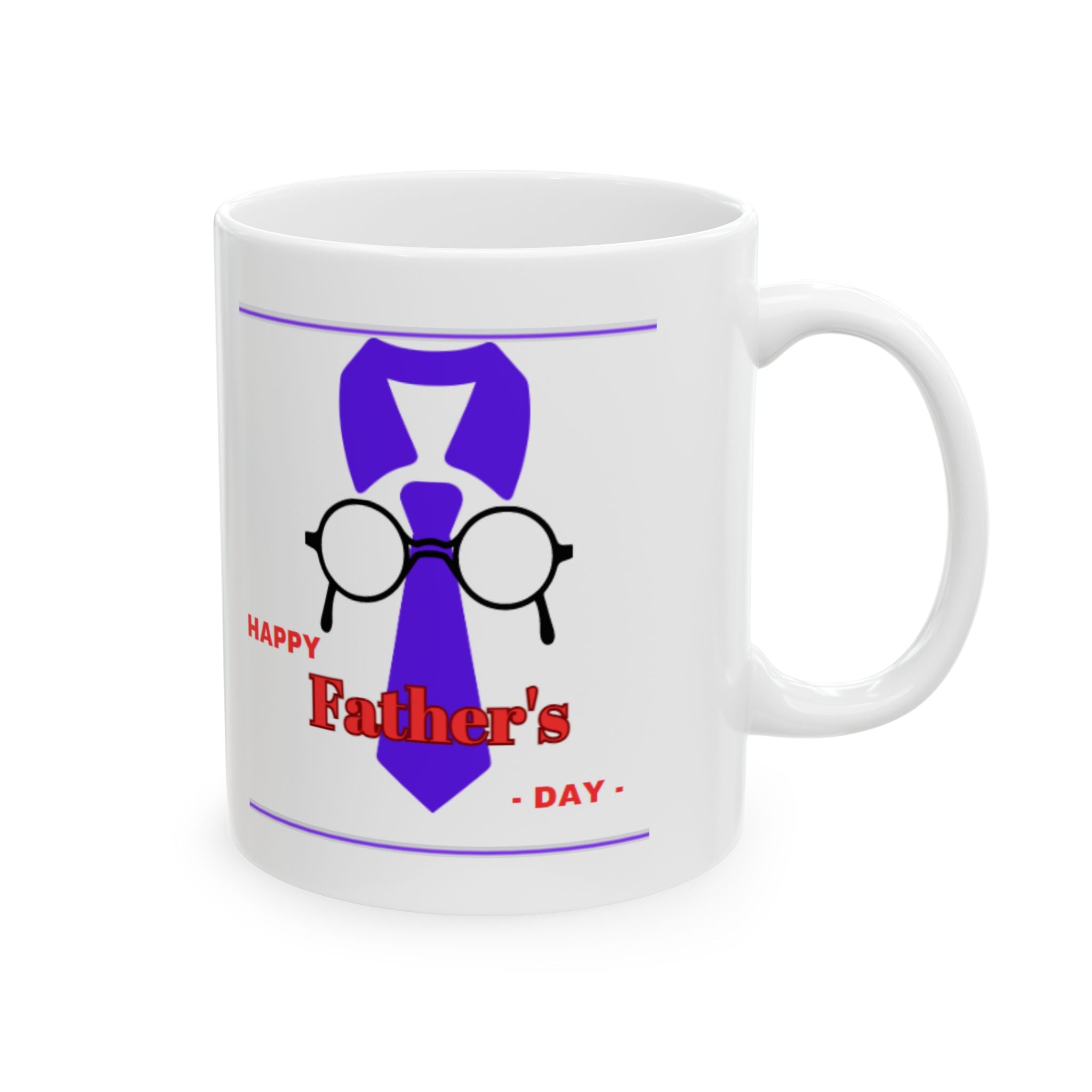 Happy Fathers day Glasses and Tie - White Mug 11oz