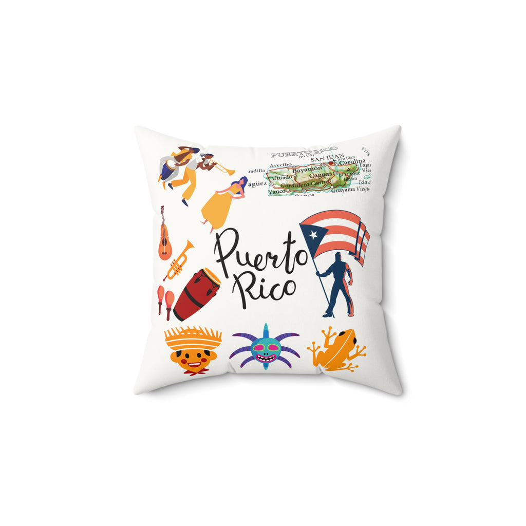 Puerto Rico - Any Day Gift -  White Faux Suede Square Pillow