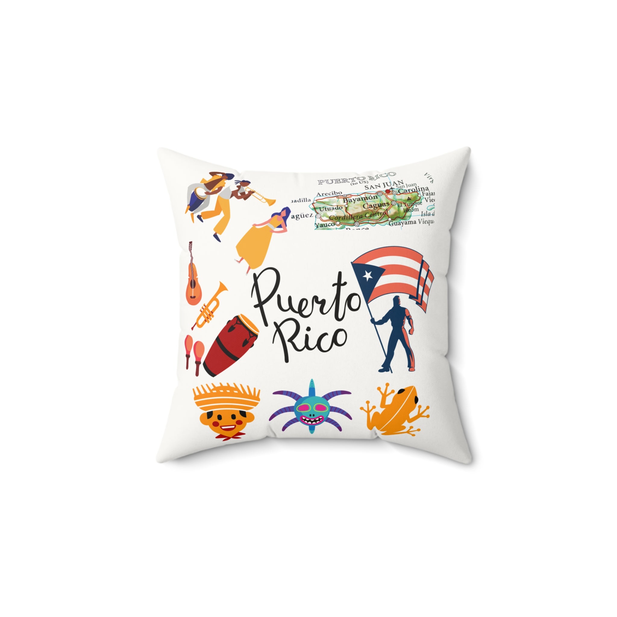 Puerto Rico - Any Day Gift -  White Faux Suede Square Pillow