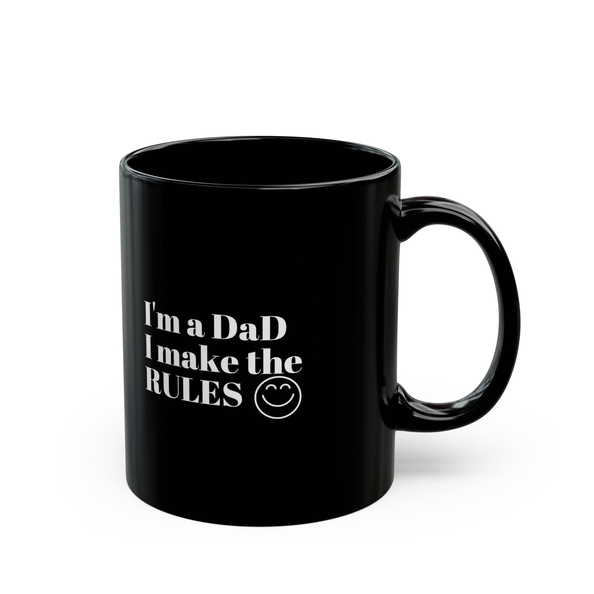 Dad's Rule Black Mug - Funny Coffee Cup for Father's Day Gift, Dad Humor Mug, Birthday Present, Office Mug, Coffee Lover's Gift