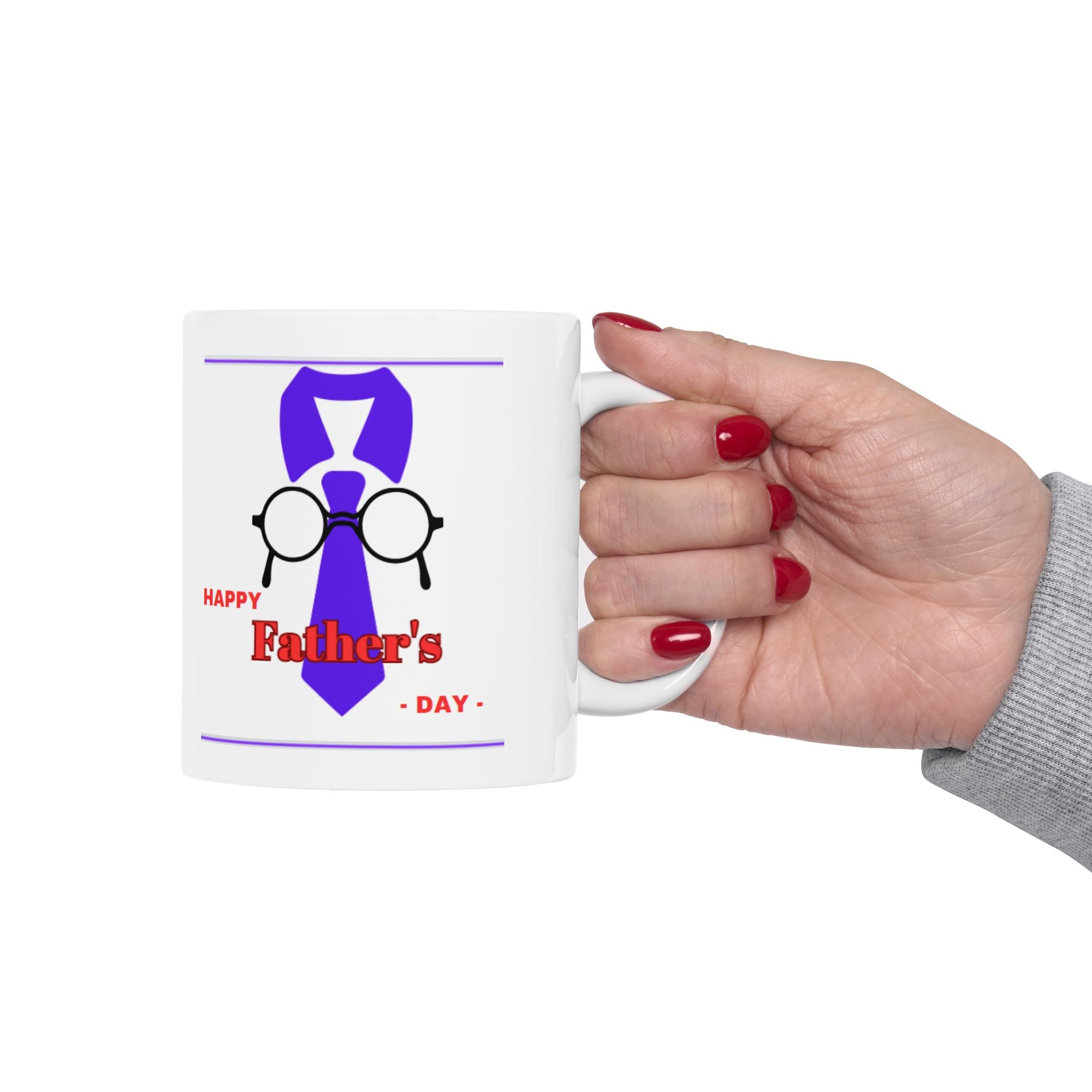 Happy Fathers day Glasses and Tie - White Mug 11oz