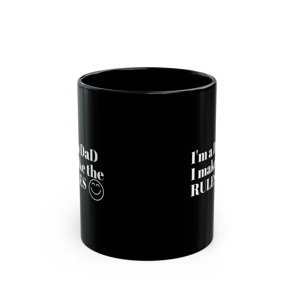 Dad's Rule Black Mug - Funny Coffee Cup for Father's Day Gift, Dad Humor Mug, Birthday Present, Office Mug, Coffee Lover's Gift