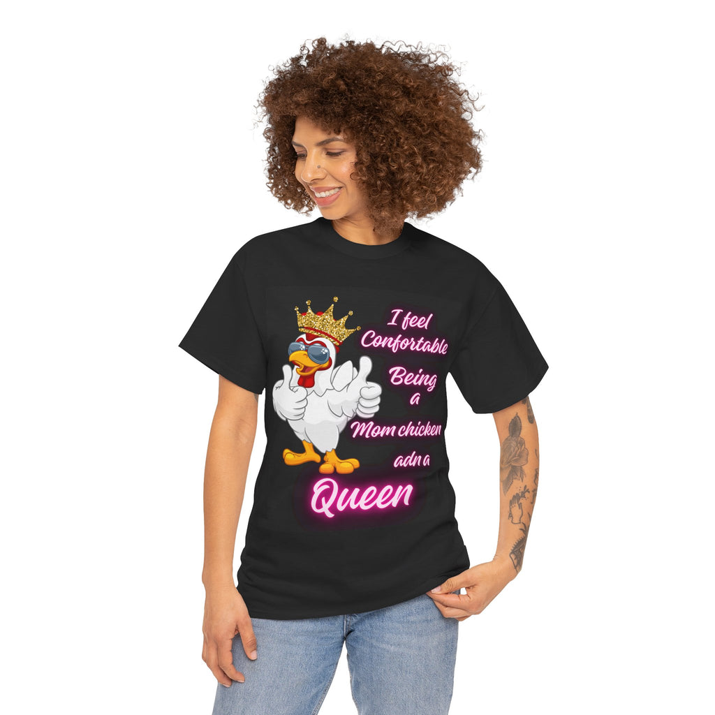 Neon Mom Chicken Queen T-shirt, Funny Unisex Tee, Comfortable Animal Lover Top, Family Mother's Day Gift, Casual Graphic Tee