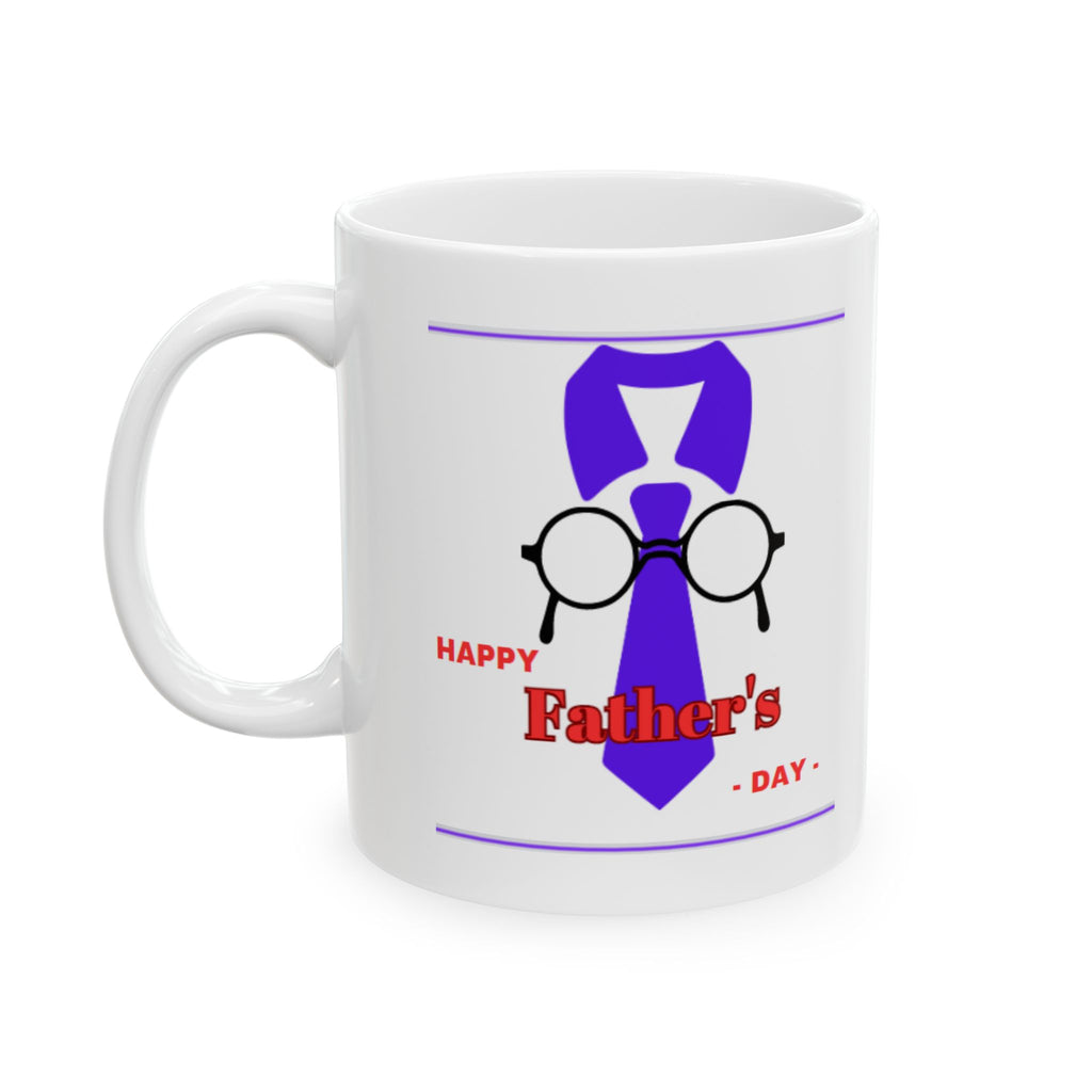 Happy Fathers day Glasses and Tie - White Mug 11oz