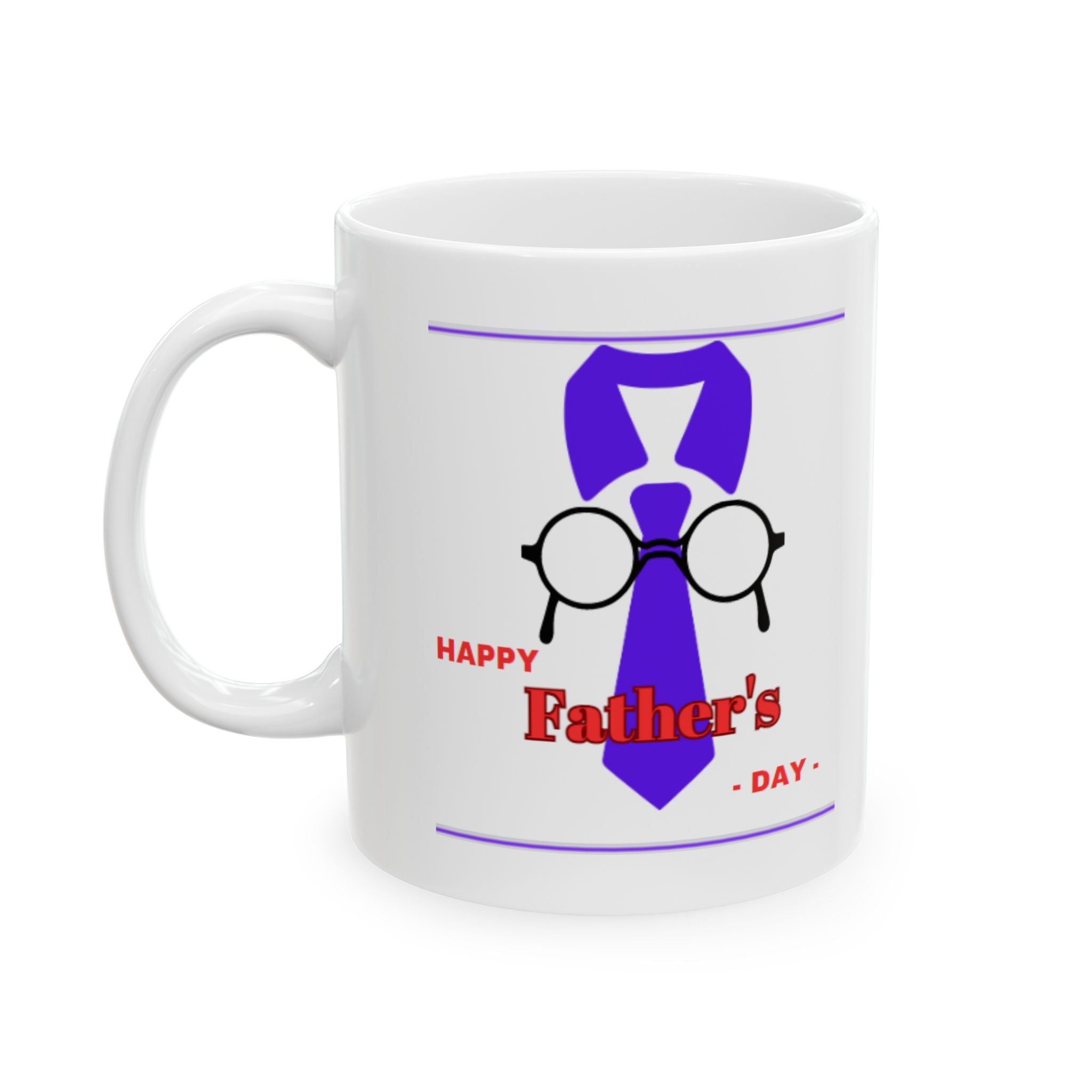 Happy Fathers day Glasses and Tie - White Mug 11oz
