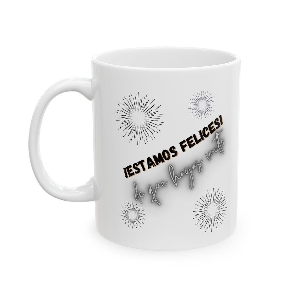 Festive Celebration Mug - Happy New Year, Ceramic Coffee Cup, Gift for Friends, Holiday Decor, Motivational Drinkware