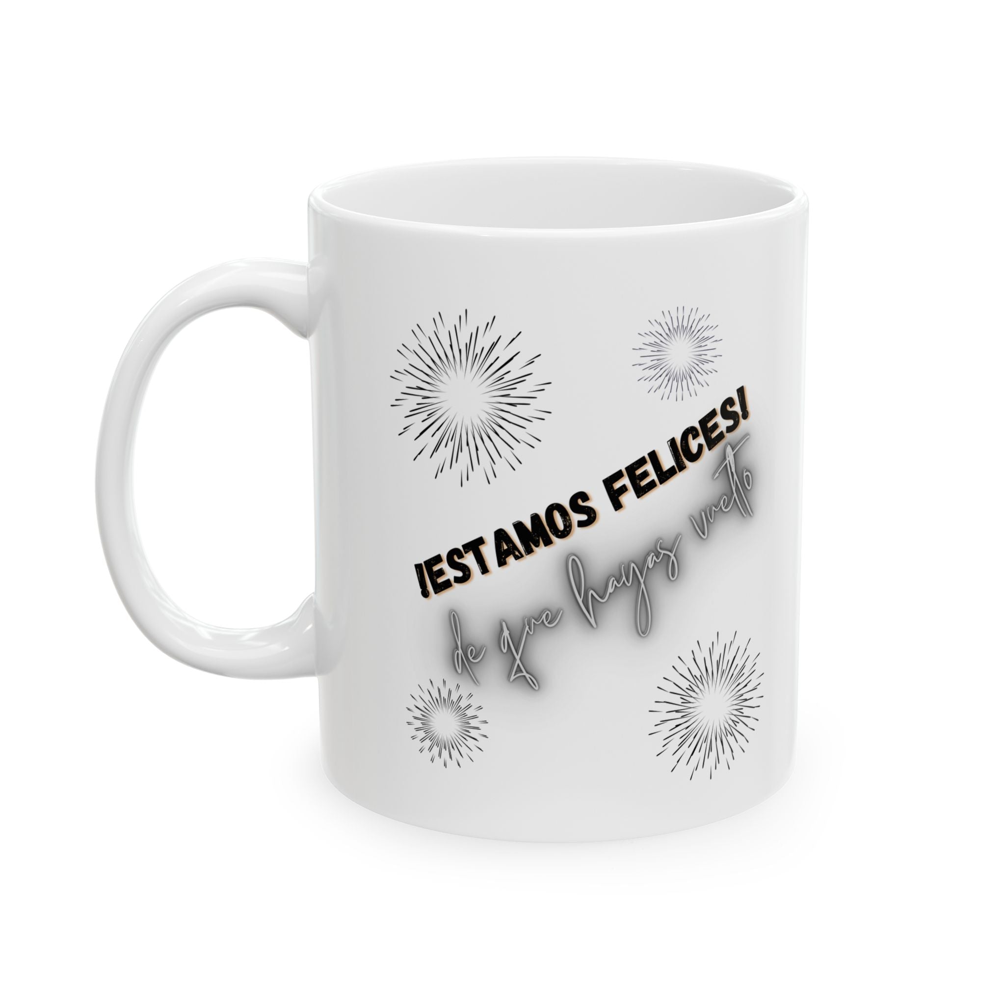 Festive Celebration Mug - Happy New Year, Ceramic Coffee Cup, Gift for Friends, Holiday Decor, Motivational Drinkware