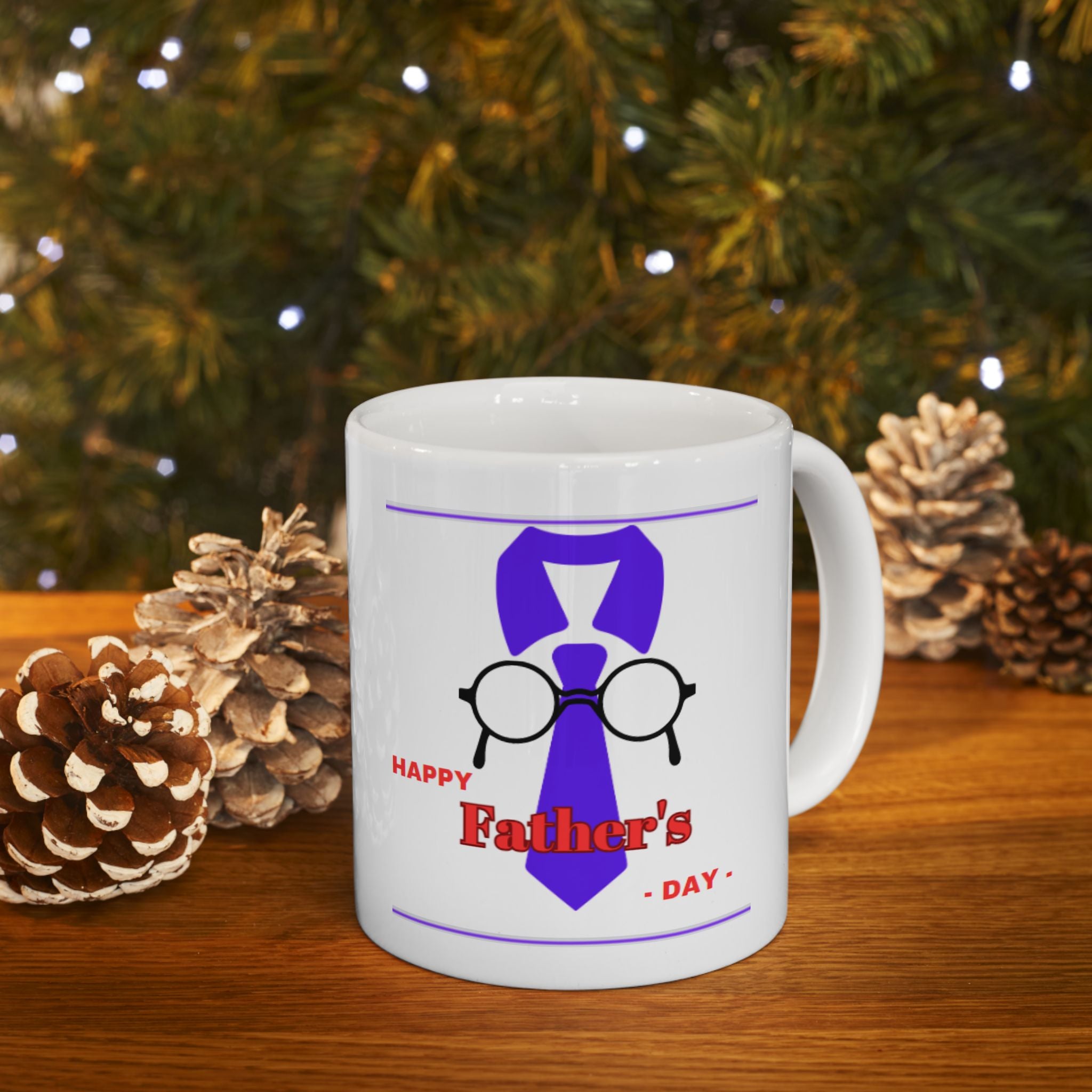 Happy Fathers day Glasses and Tie - White Mug 11oz
