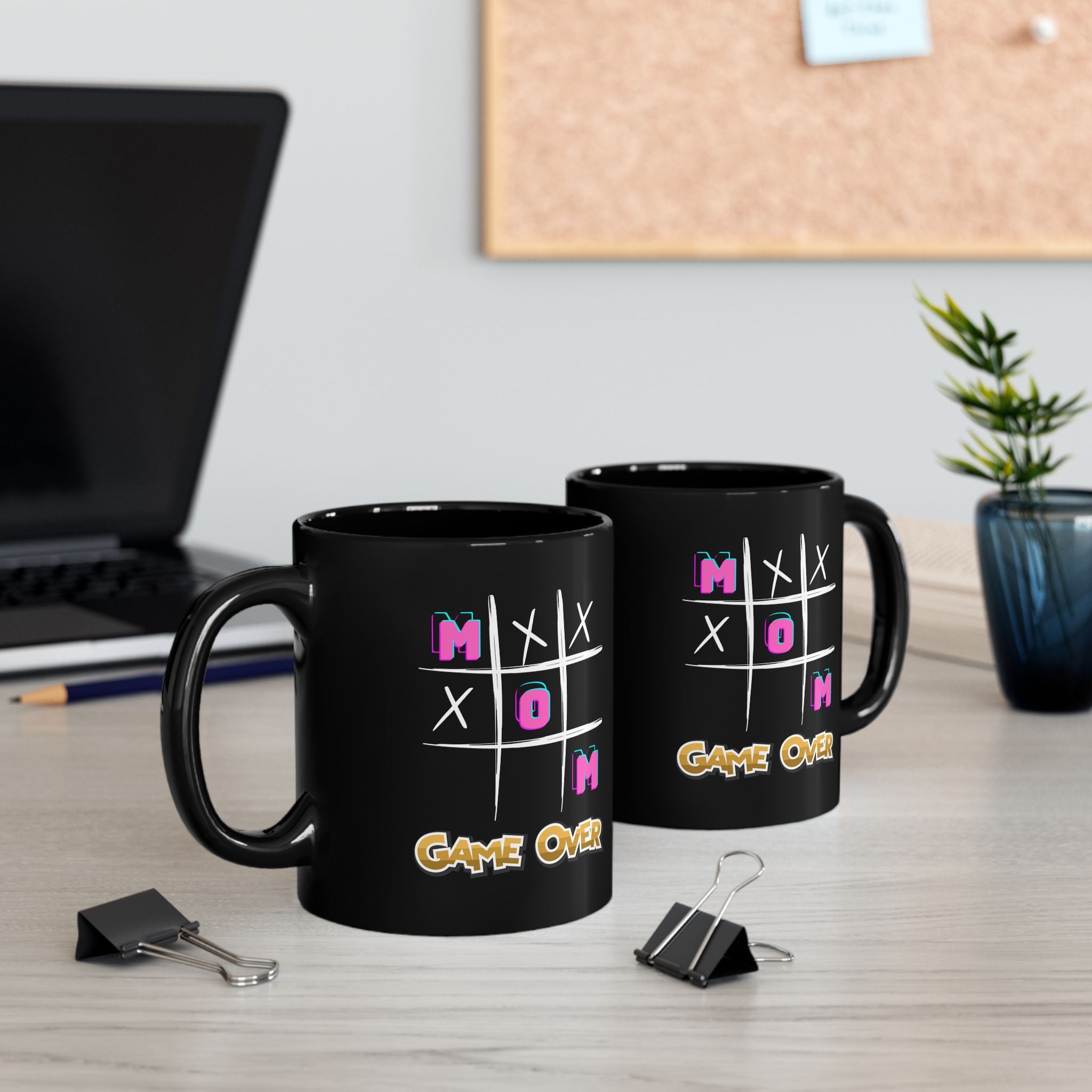 Mom Game Over - Black Coffee Mug, 11oz - Personalized your Mug