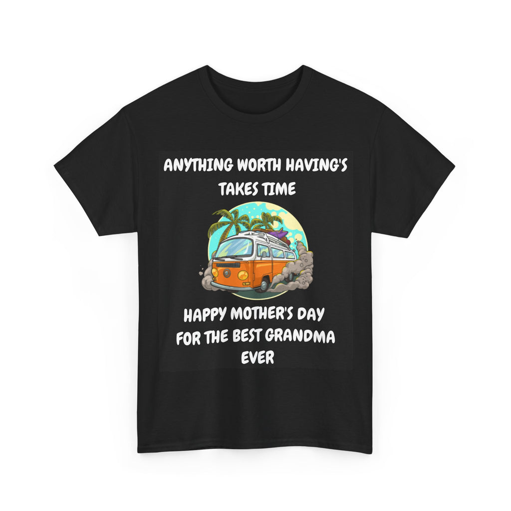 Happy Mother's Day Unisex Heavy Cotton Tee, Gift for Grandma, Vintage Van T-Shirt, Family Love Tee, Relaxed Fit Cotton Shirt