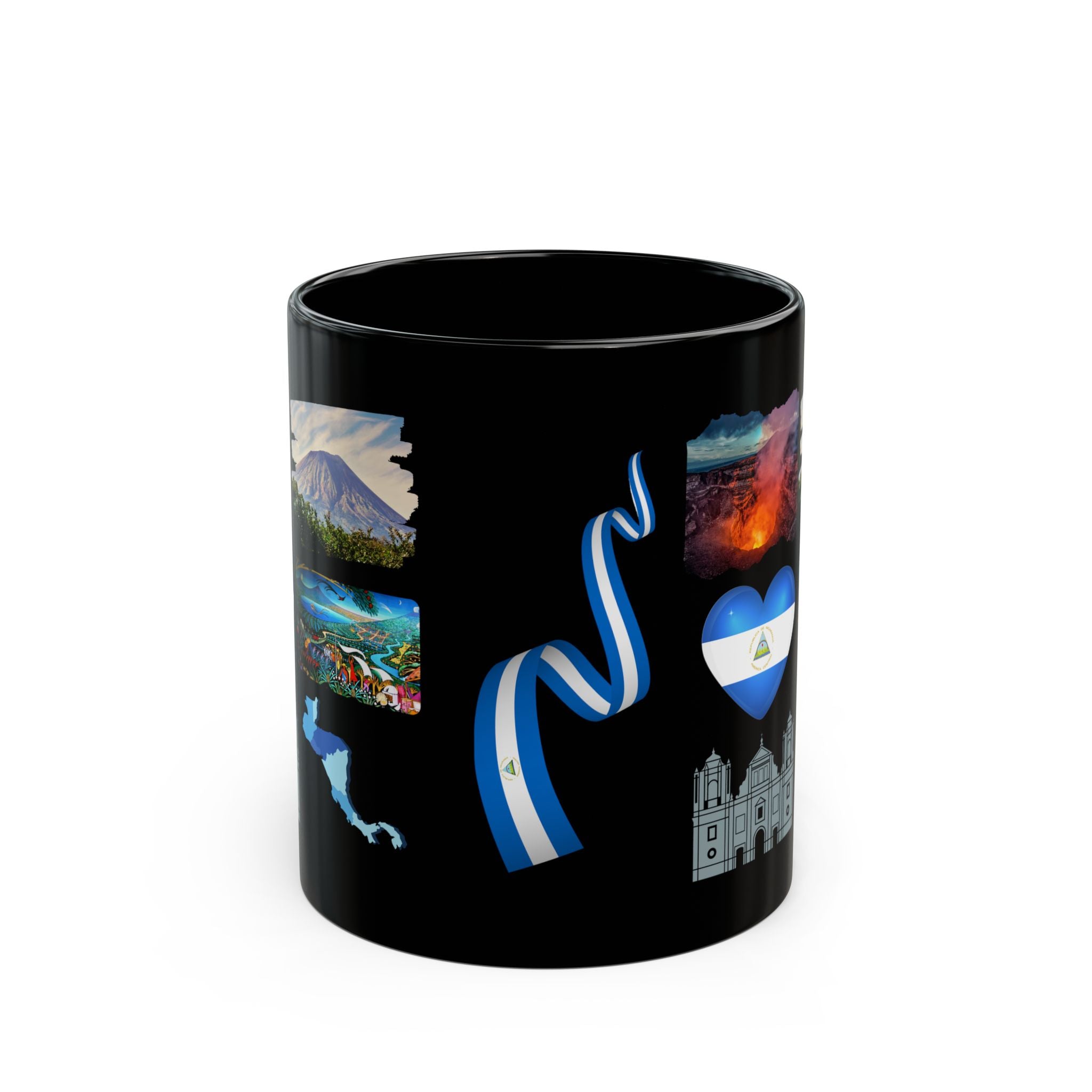 Nicaraguan Love Mug | Coffee Mug Gift | Black Mug with Nature & Culture Designs | Travel Souvenir | Home Decor | Hot Beverage Cup