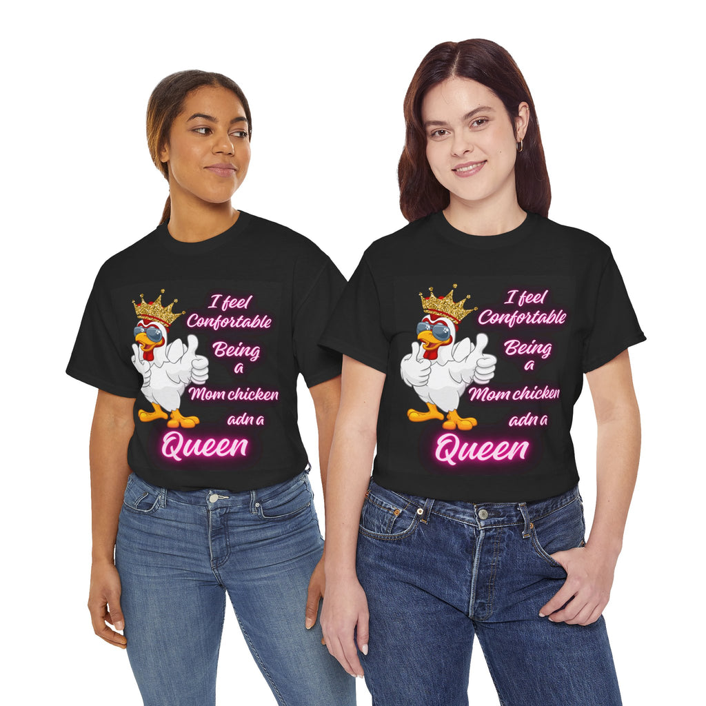 Neon Mom Chicken Queen T-shirt, Funny Unisex Tee, Comfortable Animal Lover Top, Family Mother's Day Gift, Casual Graphic Tee