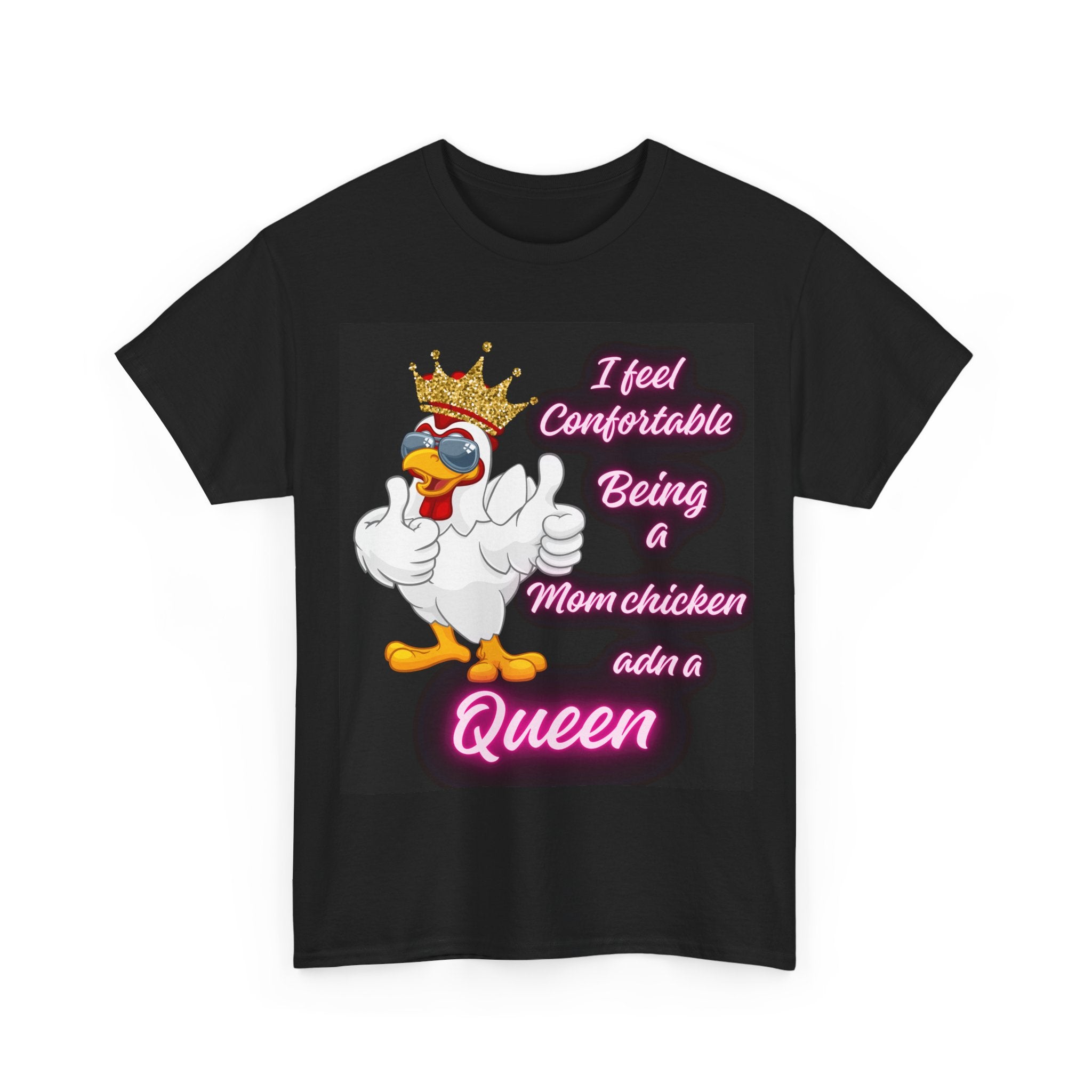 Neon Mom Chicken Queen T-shirt, Funny Unisex Tee, Comfortable Animal Lover Top, Family Mother's Day Gift, Casual Graphic Tee