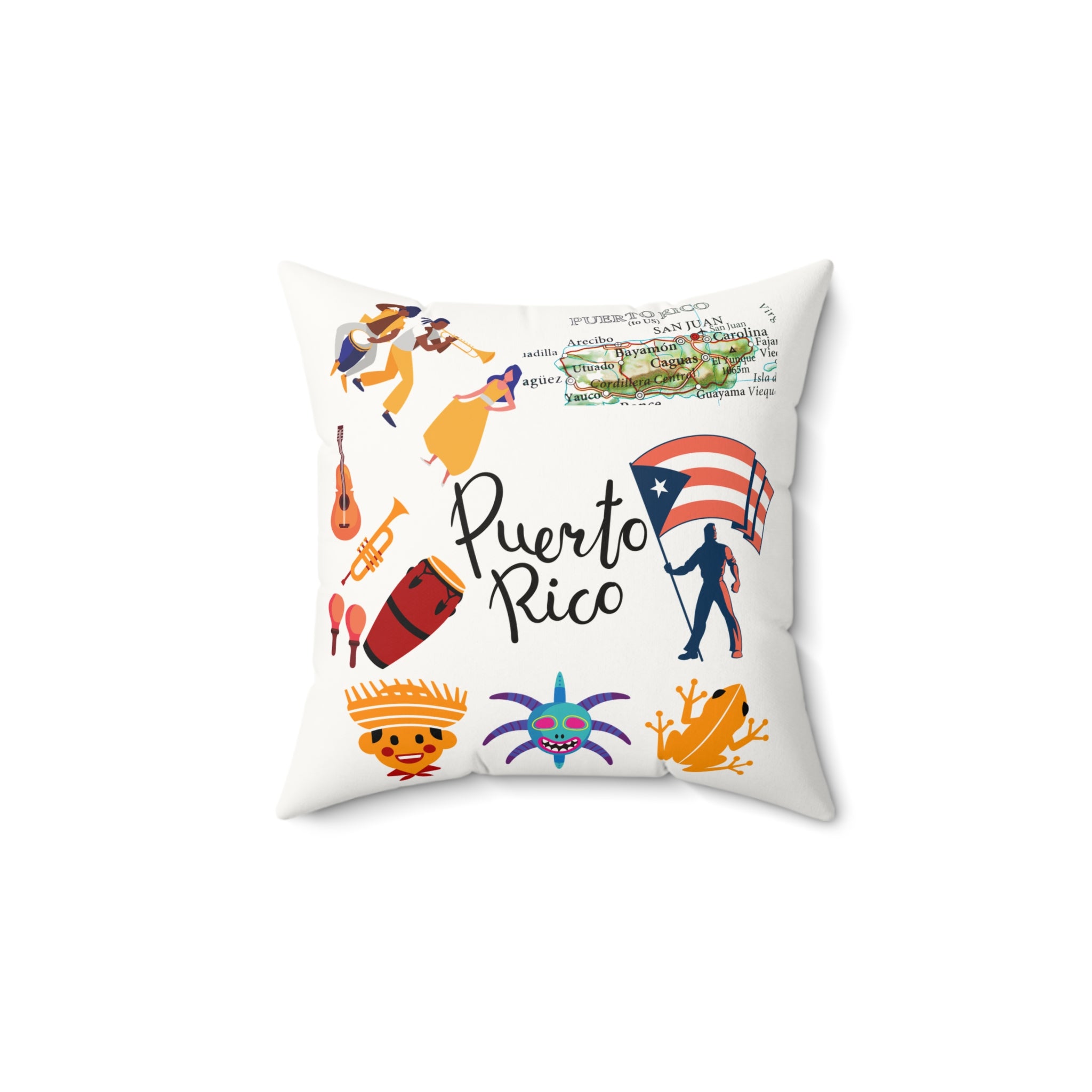 Puerto Rico - Any Day Gift -  White Faux Suede Square Pillow