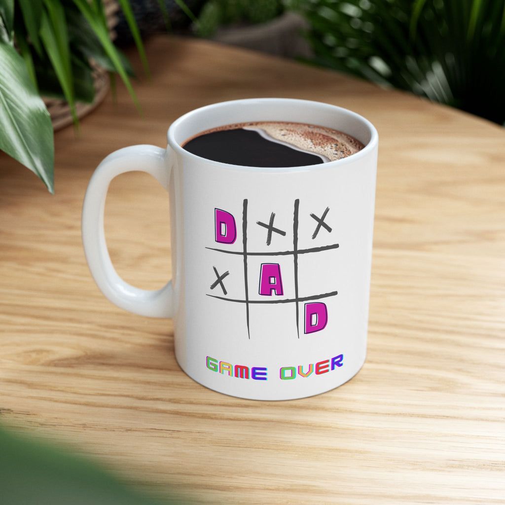 Dad Game Over - White Mug - Father's Day Gift, Custom Coffee Cup for Father's Day, Personalized Mug and Coffee Cup, Customized Mug for Men & Women