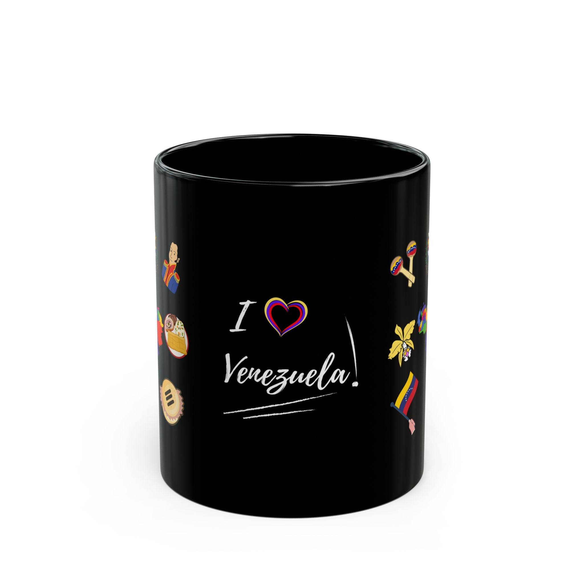 Venezuela Symbols - Black Coffee Mug, 11oz