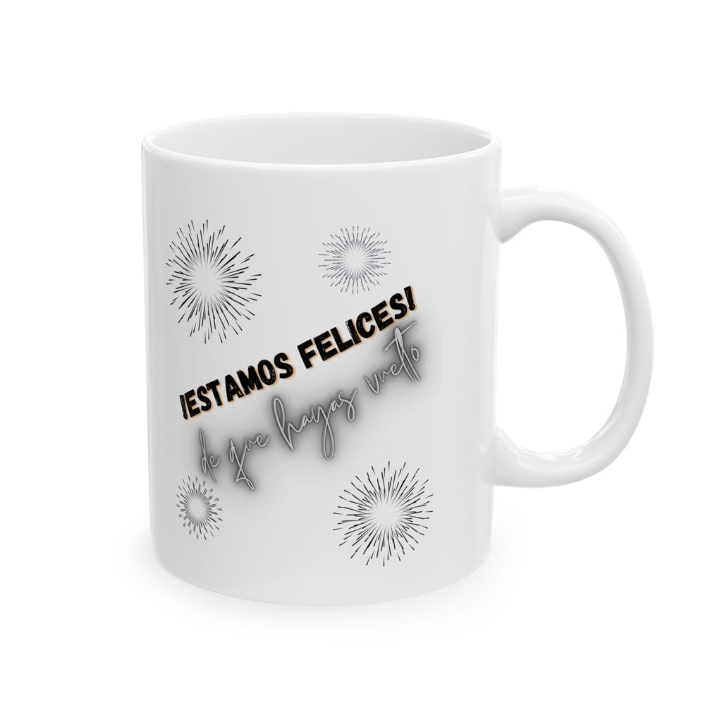 Festive Celebration Mug - Happy New Year, Ceramic Coffee Cup, Gift for Friends, Holiday Decor, Motivational Drinkware