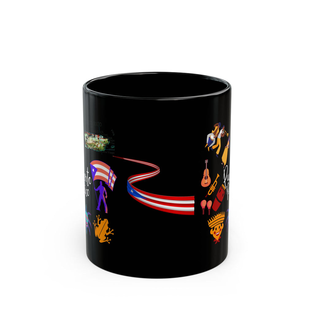 Puerto Rico Symbols - Black Coffee Mug, 11oz