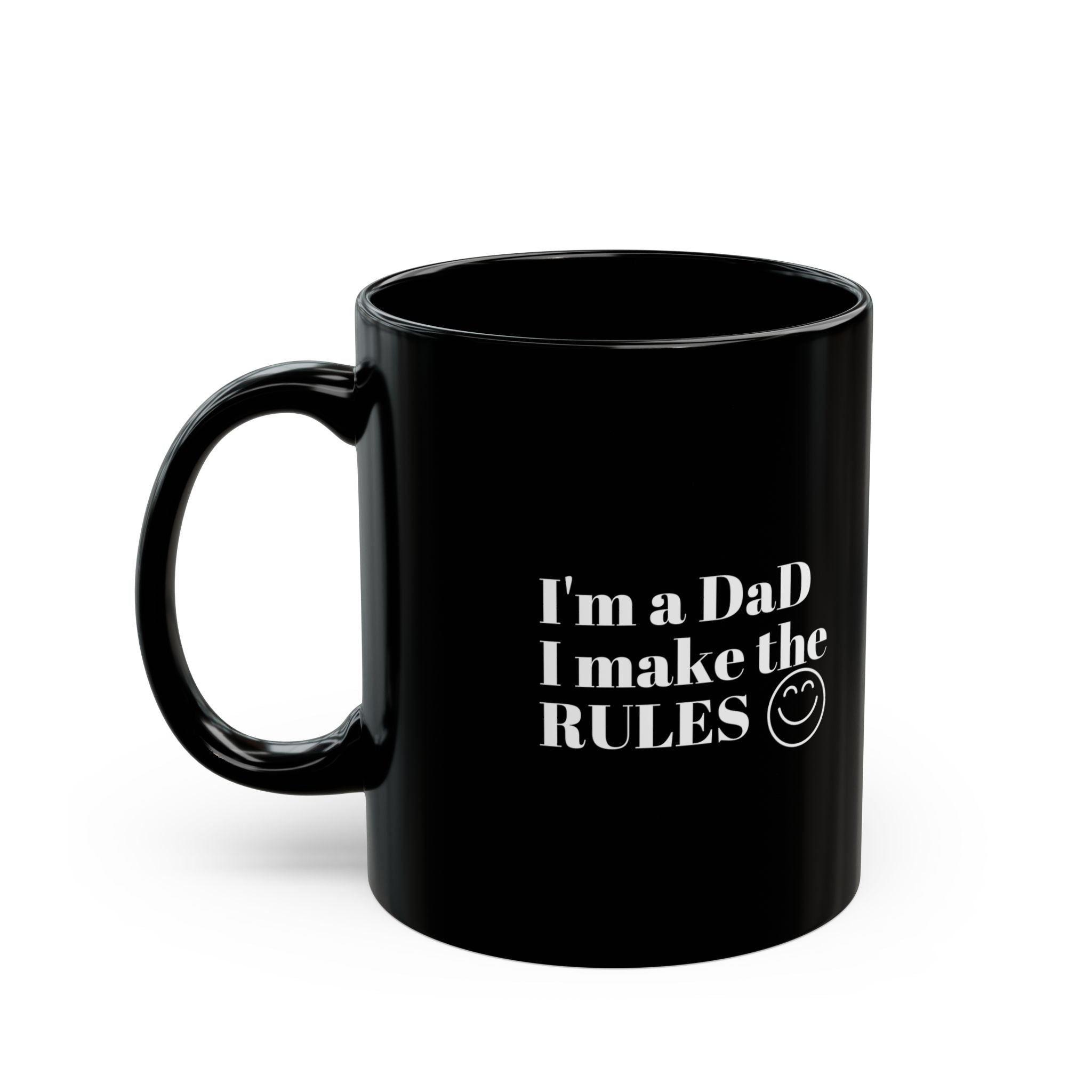 Dad's Rule Black Mug - Funny Coffee Cup for Father's Day Gift, Dad Humor Mug, Birthday Present, Office Mug, Coffee Lover's Gift