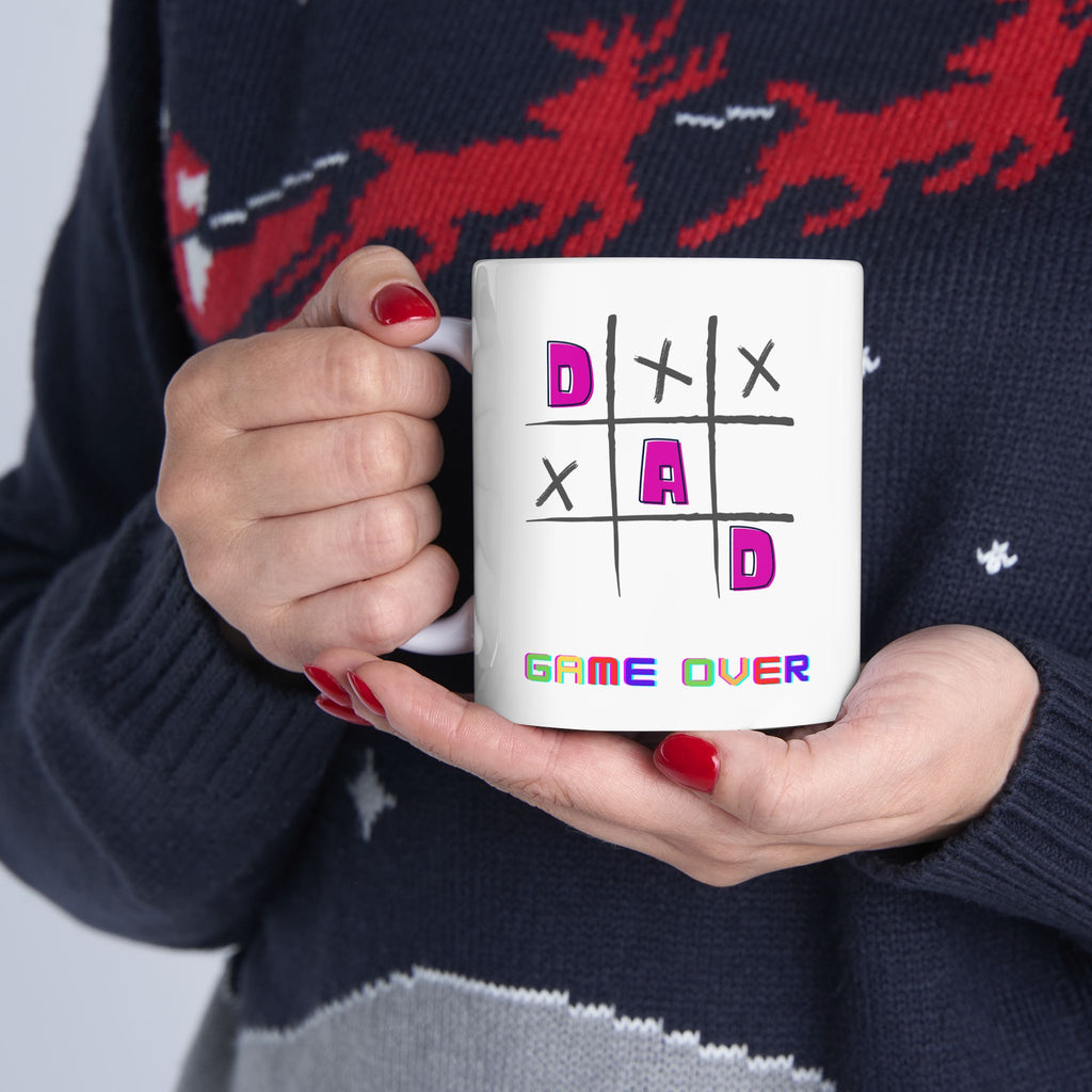 Dad Game Over - White Mug - Father's Day Gift, Custom Coffee Cup for Father's Day, Personalized Mug and Coffee Cup, Customized Mug for Men & Women