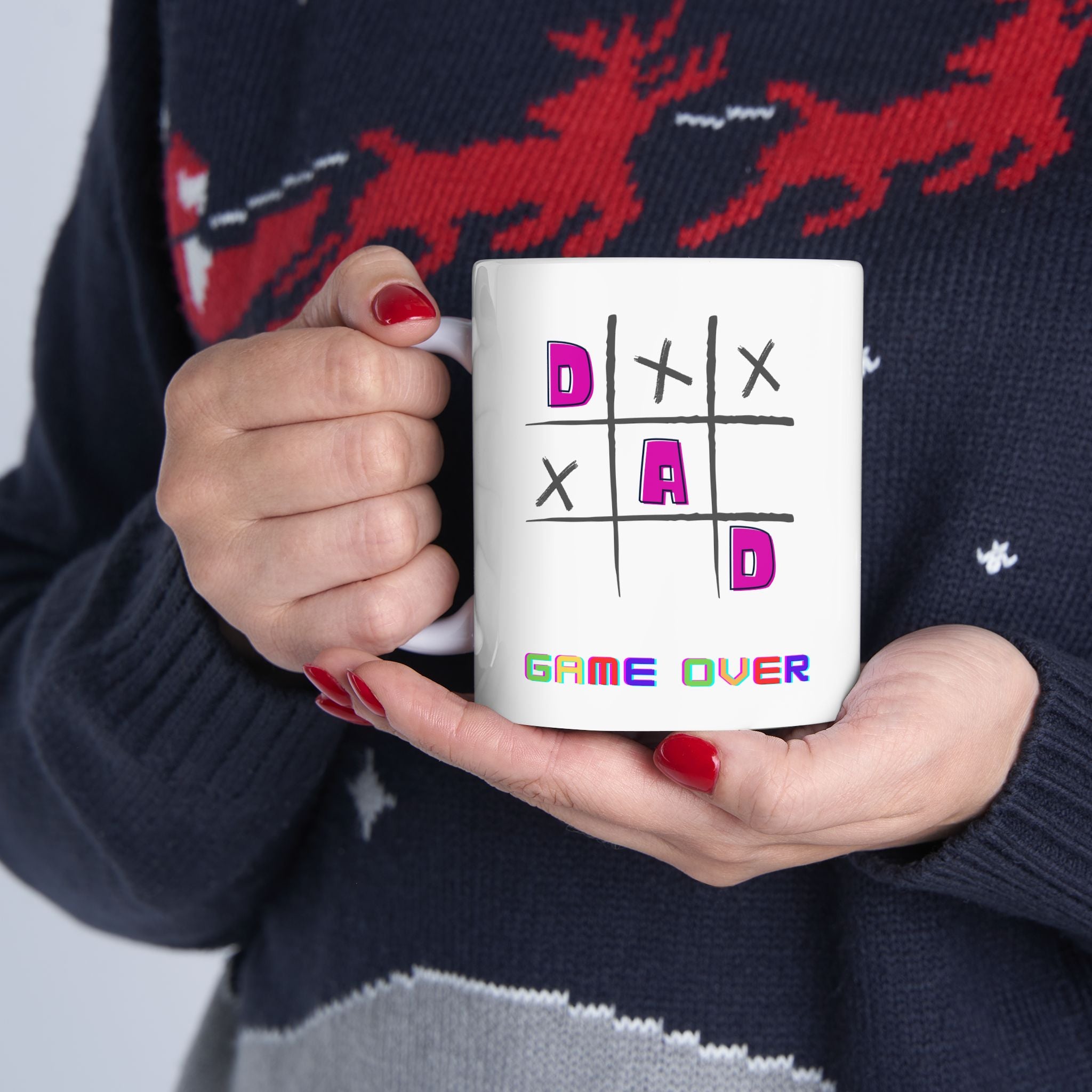 Dad Game Over - White Mug - Father's Day Gift, Custom Coffee Cup for Father's Day, Personalized Mug and Coffee Cup, Customized Mug for Men & Women
